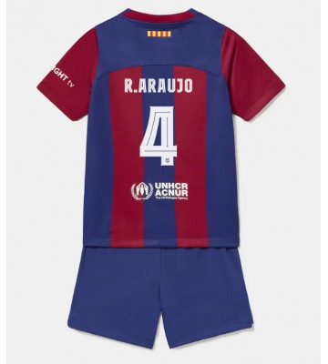 Barcelona Ronald Araujo #4 Hemmaställ Barn 2023-24 Kortärmad (+ Korta byxor)